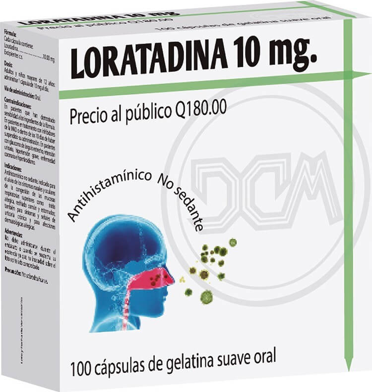 LORATADINA 10MG *CAJA CON 100 CAPSULAS DE GELATINA BLANDA - FARMACIA NUEVO MILENIO