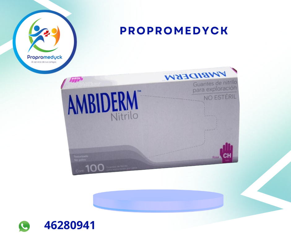 GUANTE DE NITRILO ROSADO TALLA S CAJA DE 100 UNIDADES  - PROPROMEDYCK
