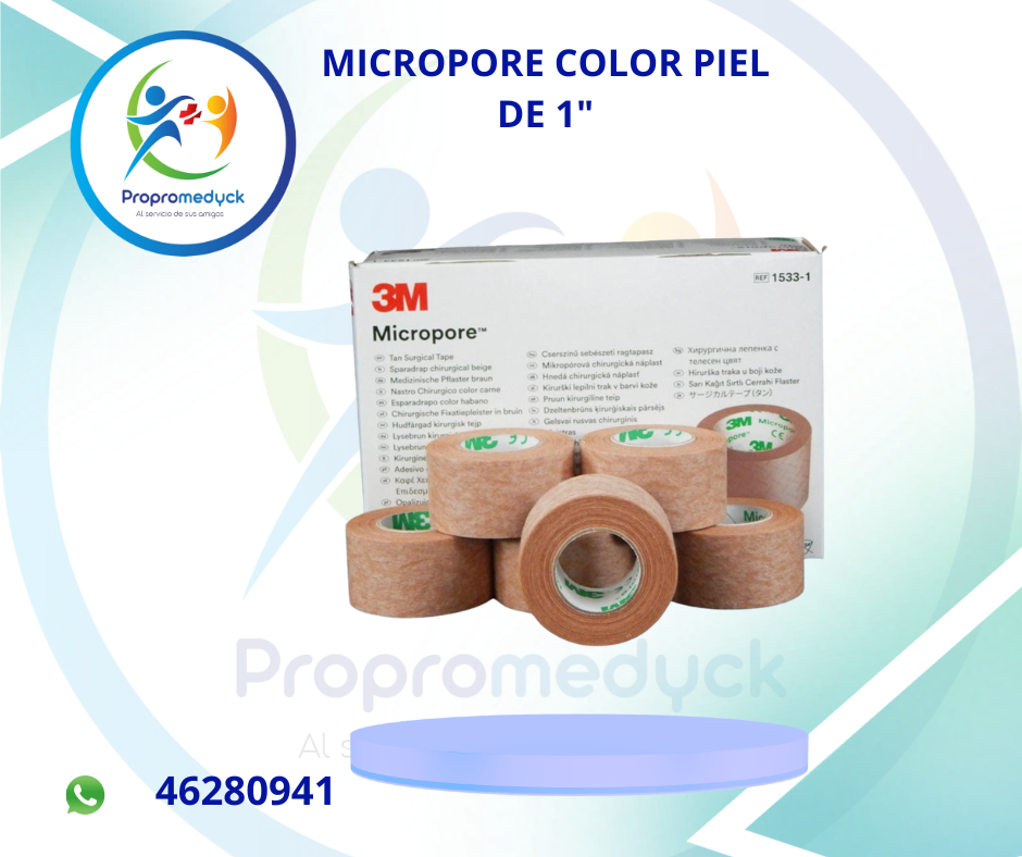 MICROPORE COLOR PIEL DE 1" MARCA 3M - PROPROMEDYCK