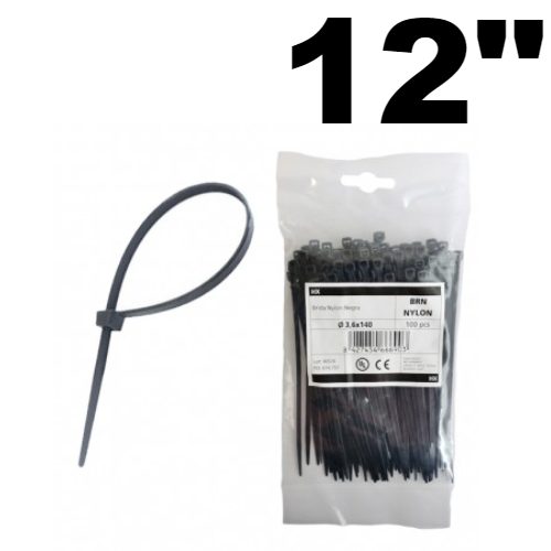 Bolsa Abrazadera Plastica 12" Negra (3P-011B) Ancha 50 Unidades - Repuestos y Lubricantes Vicent's