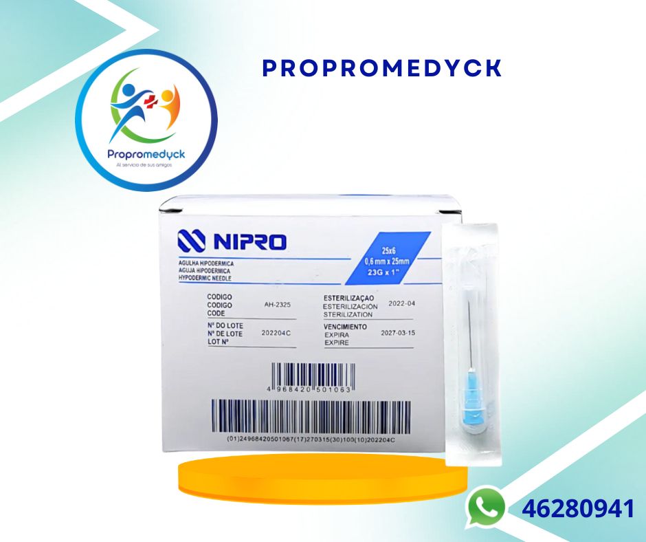 AGUJA HIPODERMICA  23*1 CAJA DE 100 UNIDADES MARCA NIPRO  - PROPROMEDYCK