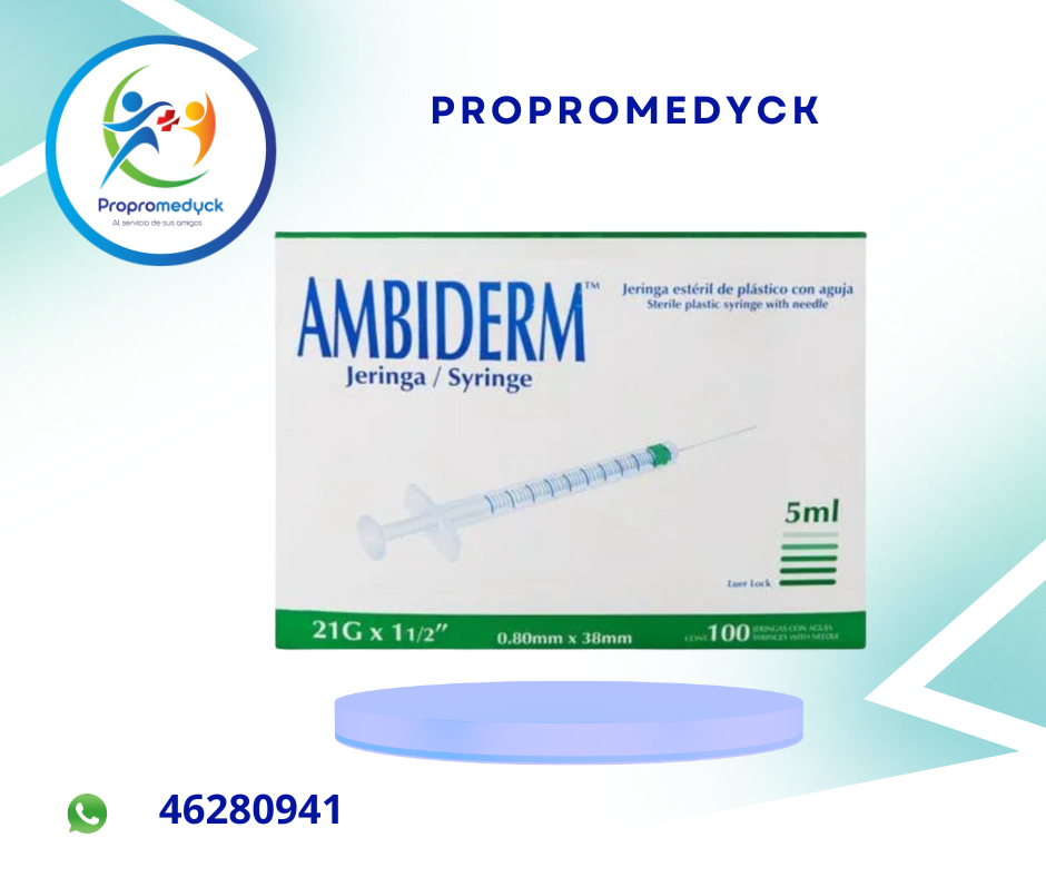 JERINGA DE 5ML  21*11/2 CAJA DE 100 UNIDADES MARCA AMBIDERM   - PROPROMEDYCK