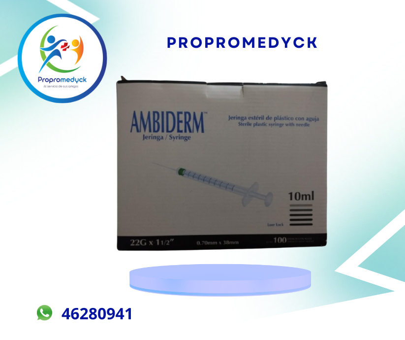 JERINGA DE 10ML 22*11/2  CAJA DE 100 UNI. MARCA AMBIDERM - PROPROMEDYCK