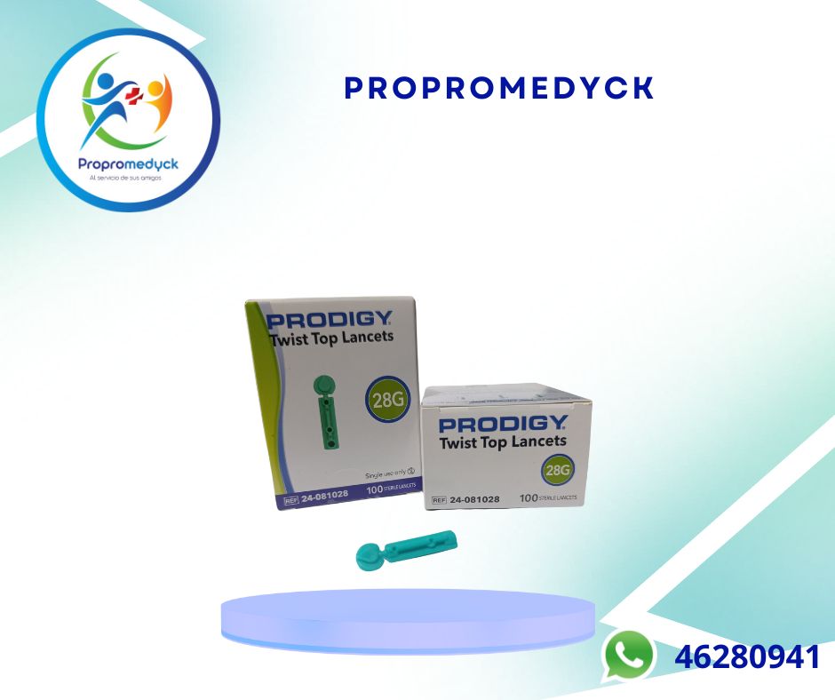 LANCETAS PRODIGY TWIST 28G * 100 UNIDADES - PROPROMEDYCK