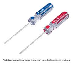 DESARMADOR EL PAR PLANO Y CRUZ MANGO AZUL Y ROJO 1/4 X 4"  - MEGA