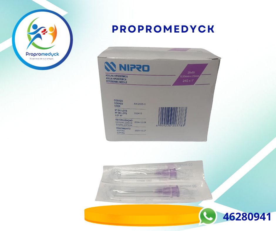 AGUJA HIPODERMICA 24*1 CAJA DE 100 UNIDADES MARCA NIPRO  - PROPROMEDYCK