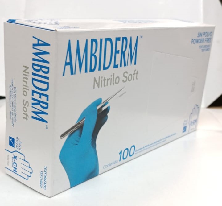 GUANTE NITRILO AMBIDERM AZUL ROYAL EXTRA PEQ UNIDAD - Proveedora De Salud Total, Sociedad Anonima