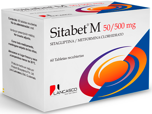 Sitabet M 50/500 mg (SITAGLIPINA / METFORMINA CLORHIDRATO) CAJA # 60 TABLETAS RECUBIERTAS - FARMACIA NUEVO MILENIO