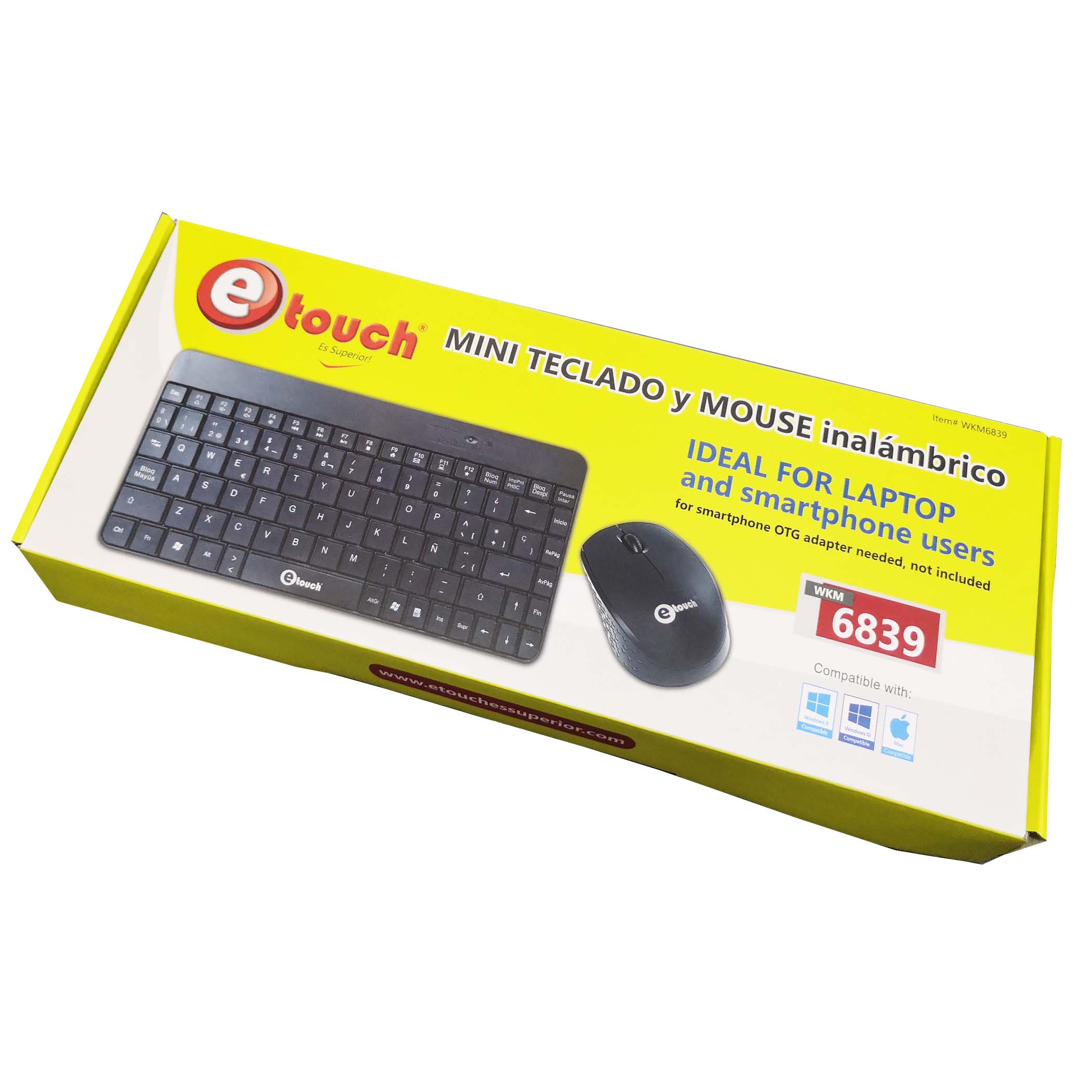 Teclado Inalambrico  + Mouse E-touch mini - Corporación Hightechnology